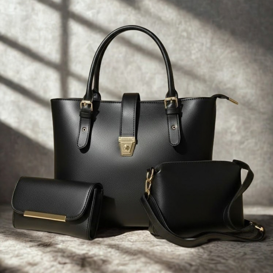 Stylish Leather Handbag Set – 3 Pieces