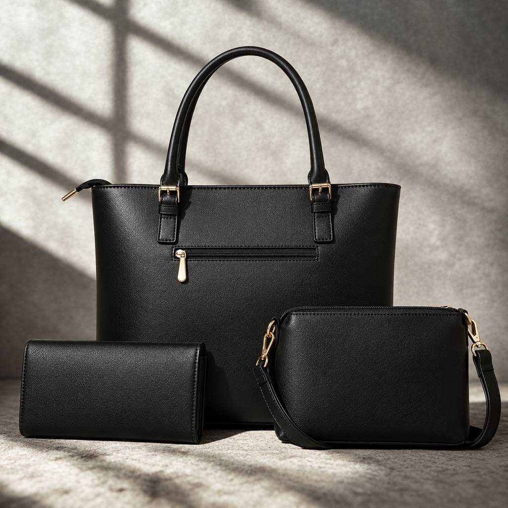 Stylish Leather Handbag Set – 3 Pieces