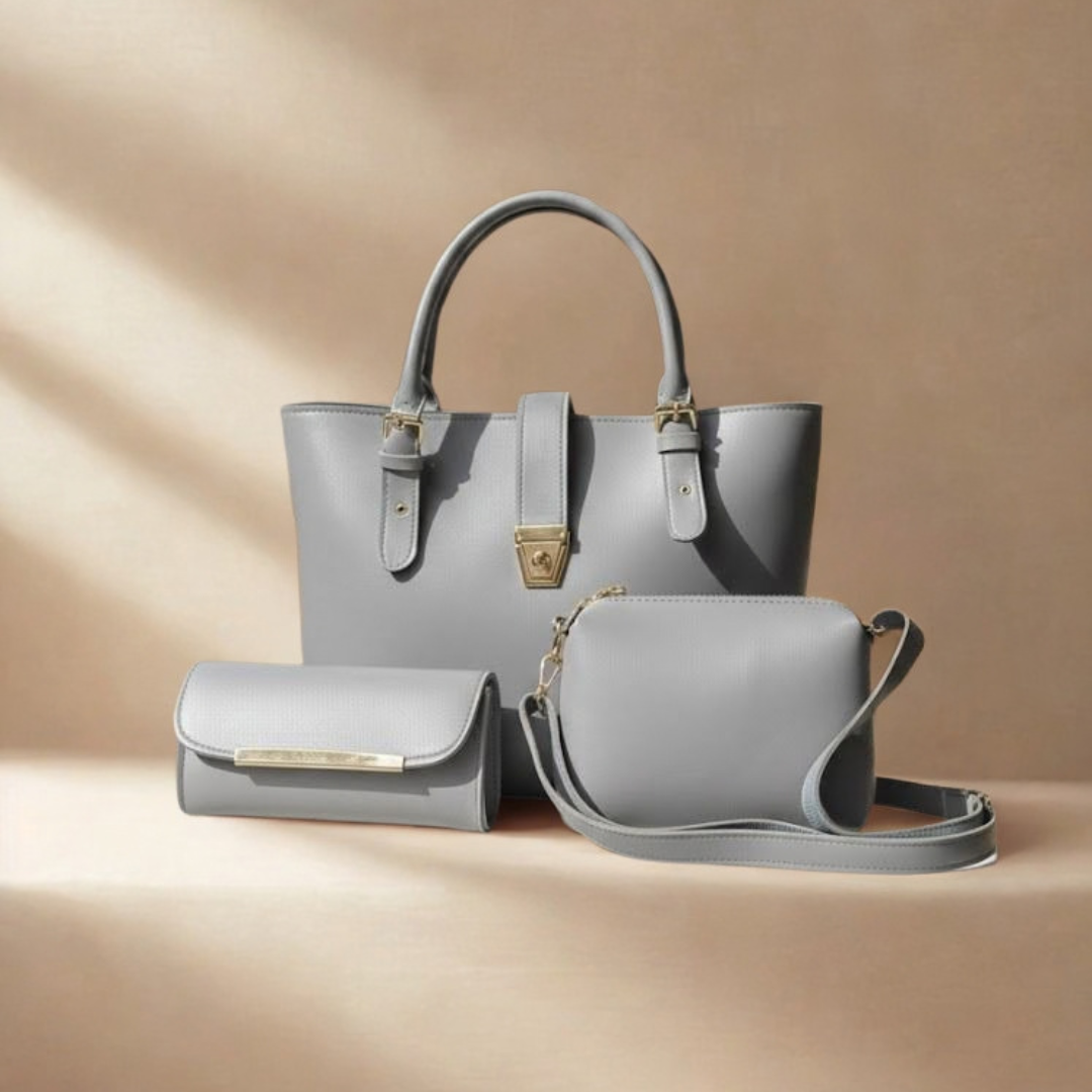 Stylish Leather Handbag Set – 3 Pieces